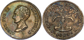 Bolivia 8 Soles 1849 PTS FM
KM# 109; N# 53041; Silver; AUNC with amazing toning