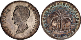 Bolivia 8 Soles 1851 PTS FM
KM# 109; N# 53041; Silver; Mint: Potosi; AUNC with nice patina and mint luster.