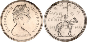 Canada 25 Cents 1973 ICCS PL66
KM# 81.2, N# 365; Large portrait, 132 beads; Nickel; Elizabeth II