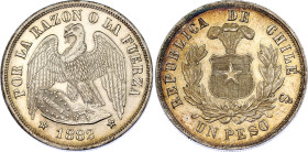 Chile 1 Peso 1882 So
KM# 142.1, N# 4323; Silver; Mint Santiago, Chile; AUNC with nice toning and mint luster.