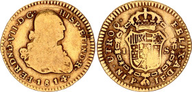 Colombia 1 Escudo 1814 P JF
KM# 64.2, Hernández# 691, N# 61388; Gold (.875) 3.38 g.; Fernando VII; Popayan Mint; VF