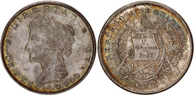 Guatemala 1 Peso 1882 A.E.
KM# 208, N# 17252; Silver; AUNC/UNC with nice toning. Extremely rare coin in this condition.