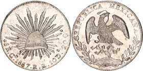 Mexico 8 Reales 1887 Go RR
KM# 377.8, N# 7394; Silver; Guanajuato Mint; UNC, mint luster. Rare in this condition.