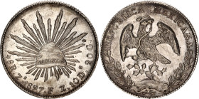 Mexico 8 Reales 1897 Zs FZ
KM# 377.13, N# 7394; Silver; Zacatecas Mint; UNC, mint luster. Rare in this condition.