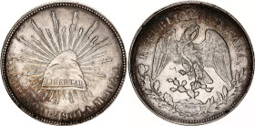 Mexico 1 Peso 1901 Mo AM
KM# 409.2, N# 11588; Silver; Mexico Mint; UNC, toned, mint luster. Rare in this condition.