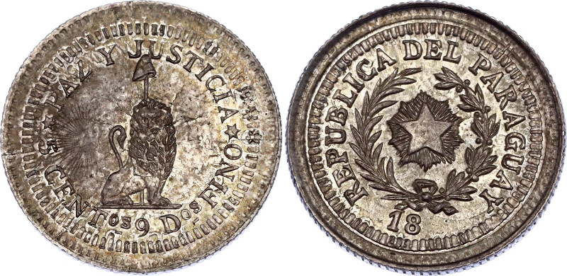 Paraguay 5 Cents Pattern Struck over Argentina 10 Centavos 1883 (ND)
Silver 2.4...