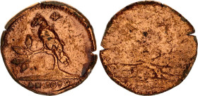 Suriname 4 Duit 1679 Rare
KM# 8, Scholt II# 1434c, N# 61544; Copper; Uniface - 4 Leaves; XF