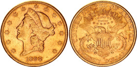 United States 20 Dollars 1898 S
KM# 74.3, N# 23125; Gold (.900) 33.44 g.; "Liberty Head - Double Eagle" with Motto; San Francisco Mint; XF+/AUNC-
