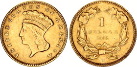 United States 1 Dollar 1862
KM# 86, N# 23120; Gold (.900) 1.67 g.; "Large Indian Head"; Philadelphia Mint; AUNC