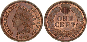 United States 1 Cent 1885 Overstrike PCGS MS 64 RB
KM# 90a; "Indian Head Cent"; UNC with red mint luster