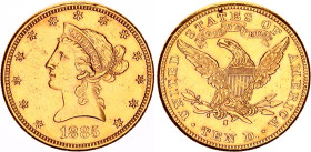 United States 10 Dollars 1885 S
KM# 102, N# 16134; Gold (.900) 16.72 g.; "Coronet Head" with Motto; San Francisco Mint; AUNC