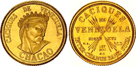 Venezuela 5 Bolivares 1962 (ND) Medallic Issue
X# MB123; Gold (.900) 1.53 g.; Indian Chiefs of Venezuela - Chacao; UNC