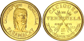 Venezuela 5 Bolivares 1962 (ND) Medallic Issue
X# MB127; Gold (.900) 1.49 g.; Indian Chiefs of Venezuela - Paramacay; UNC