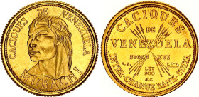 Venezuela 5 Bolivares 1962 (ND) Medallic Issue
X# MB131; Gold (.900) 1.47 g.; Indian Chiefs of Venezuela - Murachi; UNC