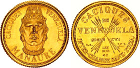 Venezuela 5 Bolivares 1962 (ND) Medallic Issue
X# MB134; Gold (.900) 1.50 g.; Indian Chiefs of Venezuela - Manaure; UNC