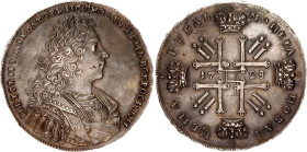 Russia 1 Rouble 1728
Bit# 53, 2,5 R by Petrov, 5 R by Ilyin, Conros# 53/239, N# 96220; Silver 27.87 g.; UNC Toned