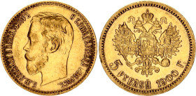 Russia 5 Roubles 1900 ФЗ
Bit# 26, Conros# 20/9; Gold (.900) 4.30 g.; XF-AUNC