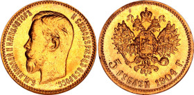 Russia 5 Roubles 1904 АР NGC MS 66
Bit# 31; Gold (.900) 4.30 g., 18.5 mm.; With full mint luster