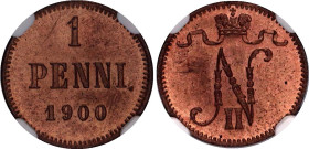 Russia - Finland 1 Penni 1900 NGC MS 65 RB
Bit# 461, Conros# 489/25; Copper; UNC