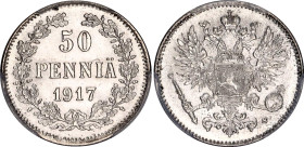 Russia - Finland 50 Pennia 1917 S PCGS MS 67
Bit# 408; Eagle with three crowns; Silver