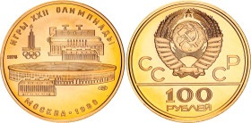 Russia - USSR 100 Roubles 1978 ЛМД
Y# 151, N# 26866; Gold (.900) 17.28 g., 30 mm.; 1980 Summer Olympics, Moscow; With original box; UNC
