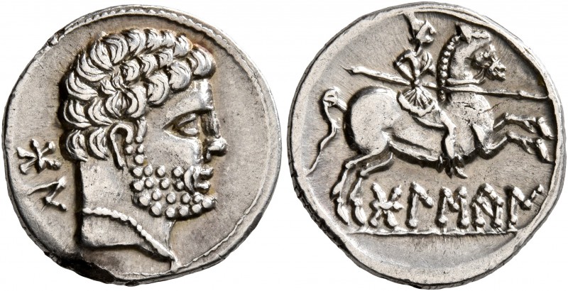 SPAIN. Bolskan. Circa 150-100 BC. Denarius (Silver, 18 mm, 3.99 g, 11 h). 'bon' ...