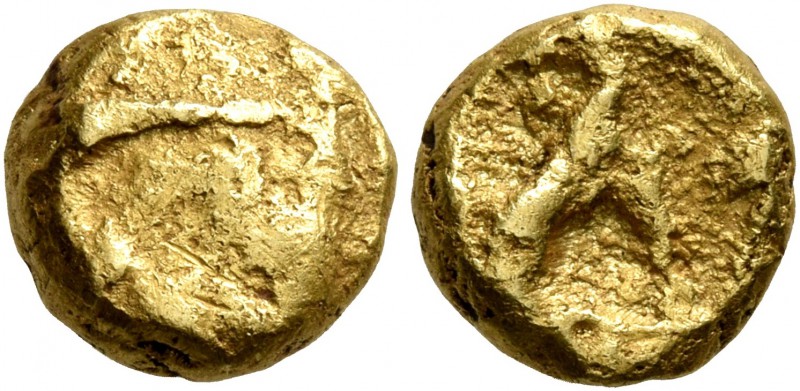 CELTIC, Northeast Gaul. Morini. 58-50 BC. 1/4 Stater (Gold, 9 mm, 1.92 g). Irreg...