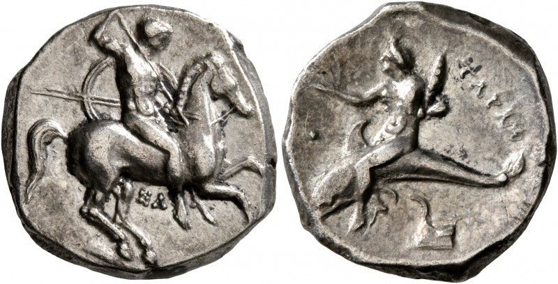 CALABRIA. Tarentum. Circa 332-302 BC. Didrachm or Nomos (Silver, 20 mm, 7.98 g, ...