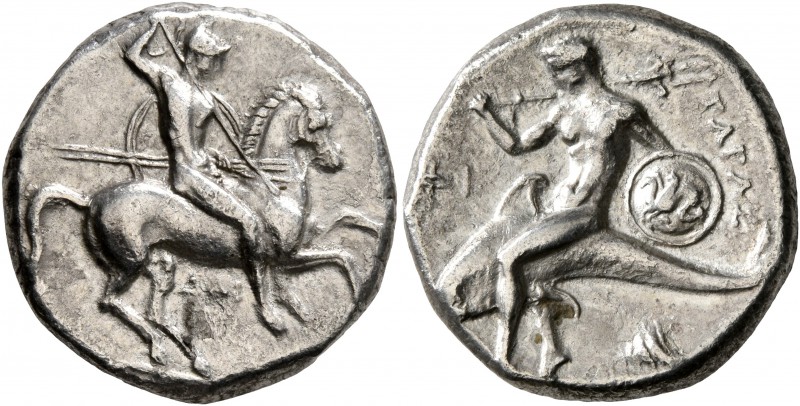 CALABRIA. Tarentum. Circa 332-302 BC. Didrachm or Nomos (Silver, 20 mm, 7.79 g, ...