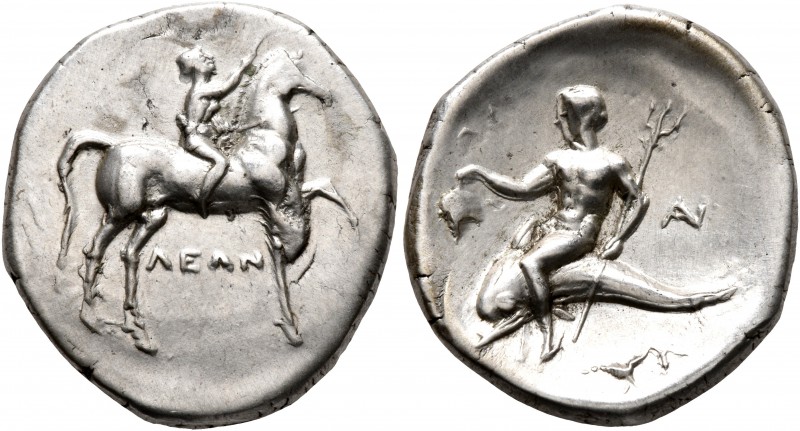 CALABRIA. Tarentum. Circa 272-240 BC. Didrachm or Nomos (Subaeratus, 23 mm, 6.36...