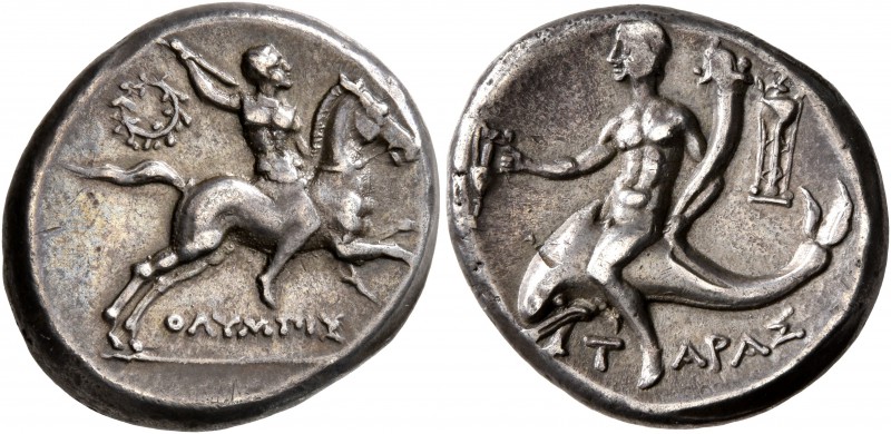 CALABRIA. Tarentum. Circa 240-228 BC. Didrachm or Nomos (Silver, 21 mm, 6.37 g, ...