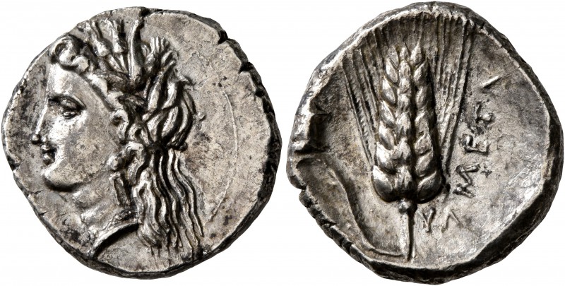 LUCANIA. Metapontion. Circa 330-290 BC. Didrachm or Nomos (Silver, 21 mm, 7.67 g...