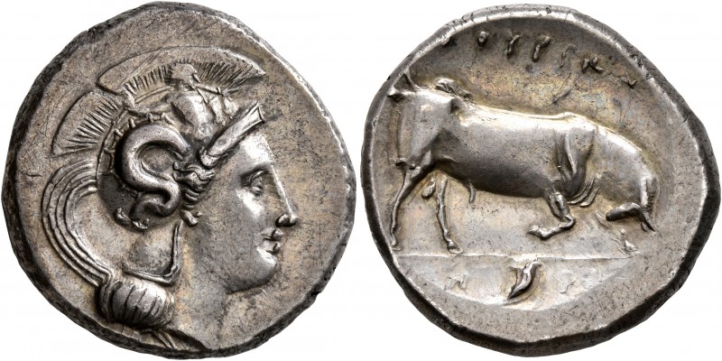 LUCANIA. Thourioi. Circa 350-300 BC. Distater (Silver, 26 mm, 15.79 g, 10 h). He...