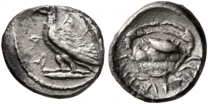 SICILY. Akragas. Circa 450-446/39 BC. Litra (Silver, 9 mm, 0.50 g, 2 h). AK-A R ...