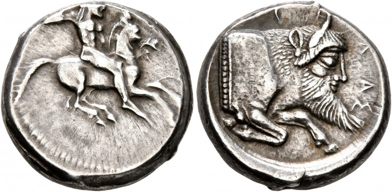 SICILY. Gela. Circa 480/75-475/70 BC. Stater (Silver, 19 mm, 8.74 g, 1 h). Beard...