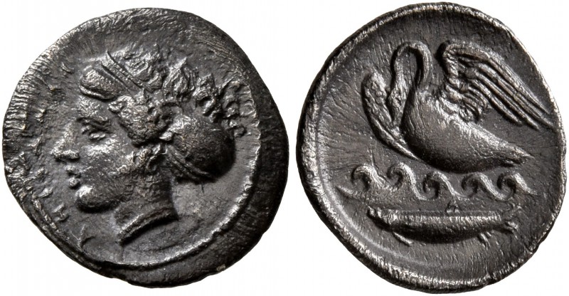 SICILY. Kamarina. Circa 410-405 BC. Litra (Silver, 13 mm, 0.82 g, 2 h). KAMAPINA...
