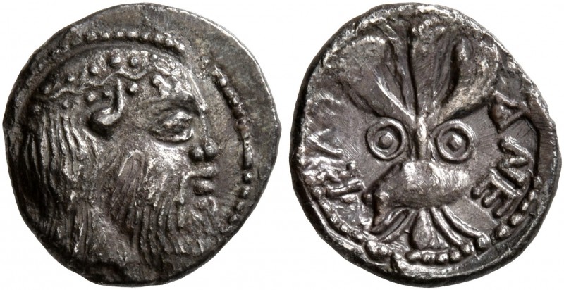 SICILY. Katane. Circa 461-450 BC. Litra (Silver, 12 mm, 0.77 g, 6 h). Head of Si...