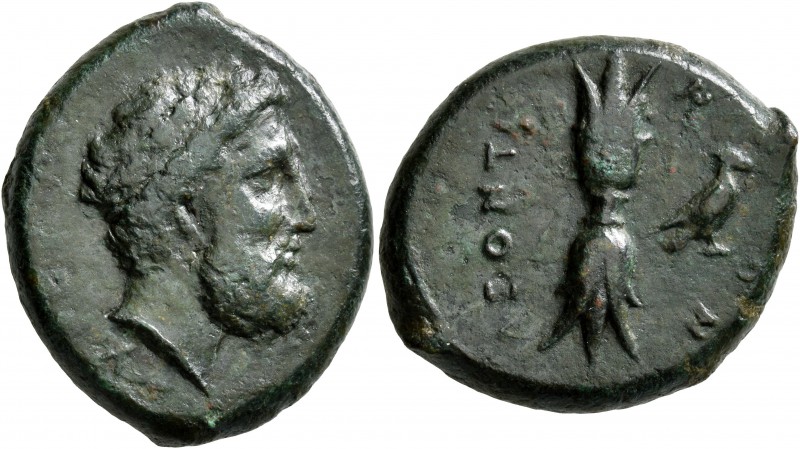 SICILY. Leontini. After 357 BC. Hemidrachm (Bronze, 21x25 mm, 11.58 g, 10 h). [Ξ...