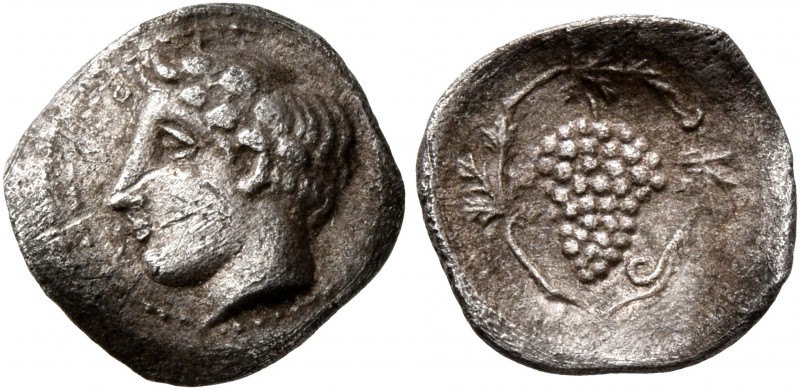 SICILY. Naxos. Circa 420-403 BC. Litra (Silver, 12 mm, 0.56 g, 1 h). [ΝΑΧΙΩΝ] Yo...