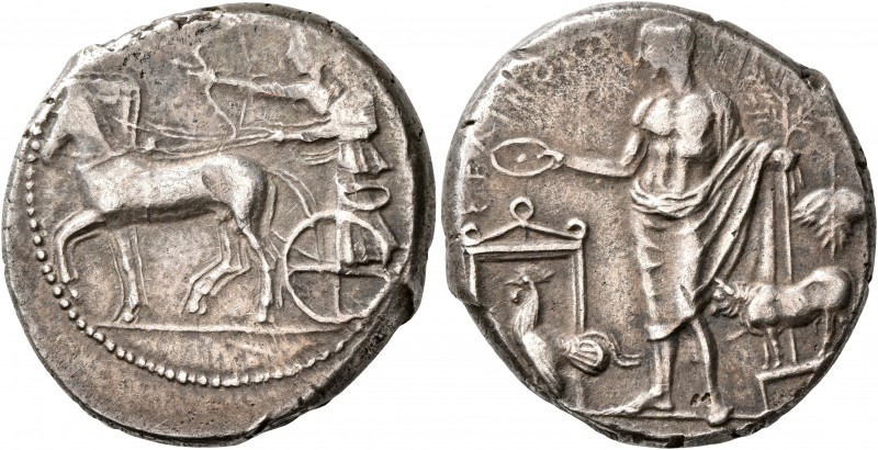 SICILY. Selinos. Circa 455-409 BC. Tetradrachm (Silver, 27 mm, 17.52 g, 12 h). A...
