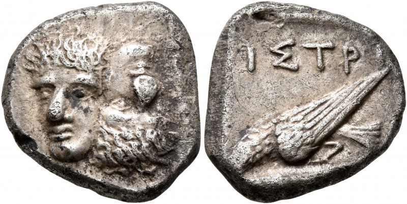 MOESIA. Istros. Late 5th century BC. Drachm (Silver, 18 mm, 5.80 g, 12 h). Two f...