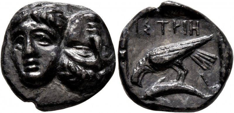 MOESIA. Istros. Late 5th-4th centuries BC. Drachm (Silver, 18 mm, 5.74 g). Two f...