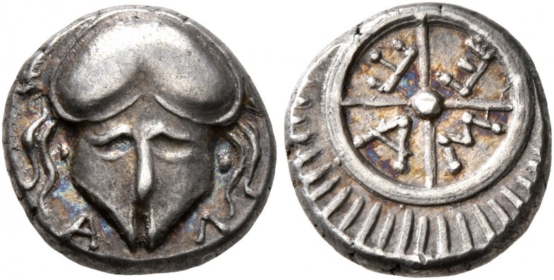 THRACE. Mesambria. 4th century BC. Diobol (Silver, 10 mm, 1.31 g). A-Λ Facing Co...