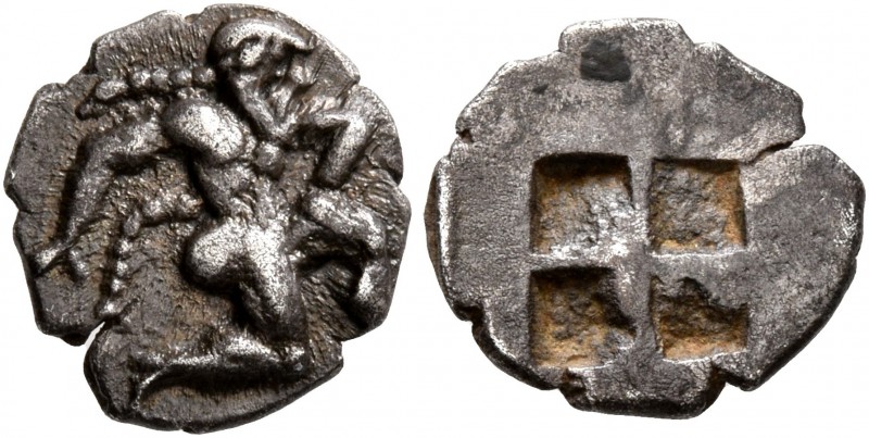 ISLANDS OFF THRACE, Thasos. Circa 500-480 BC. Diobol (Silver, 10 mm, 0.76 g). Sa...
