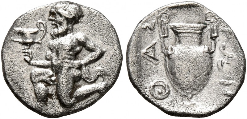 ISLANDS OFF THRACE, Thasos. Circa 411-340 BC. Trihemiobol (Silver, 12 mm, 0.83 g...
