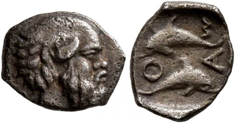ISLANDS OFF THRACE, Thasos. Circa 411-340 BC. Hemiobol (Silver, 9 mm, 0.46 g, 9 ...