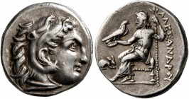 KINGS OF MACEDON. Alexander III ‘the Great’, 336-323 BC. Drachm (Silver, 16 mm, 4.32 g, 12 h), Lampsakos, struck by Antigonos I Monophthalmos, circa 3...