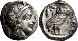 ATTICA. Athens. Circa 430s-420s BC. Tetradrachm (Silver, 21 mm, 17.17 g, 2 h). Head of Athena to right, wearing crested Attic helmet decorated with th...