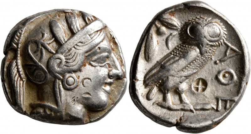 ATTICA. Athens. Circa 430s-420s BC. Tetradrachm (Silver, 25 mm, 16.77 g, 9 h). H...