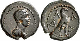 LAKONIA. Lakedaimon (Sparta). Circa 48-35 BC. Tetrachalkon (Bronze, 20 mm, 5.65 g, 11 h). Diademed and draped bust of Lakedaimon to right. Rev. Λ-A Ea...